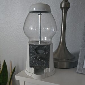 Vintage Style White and Gray Gumball Machine